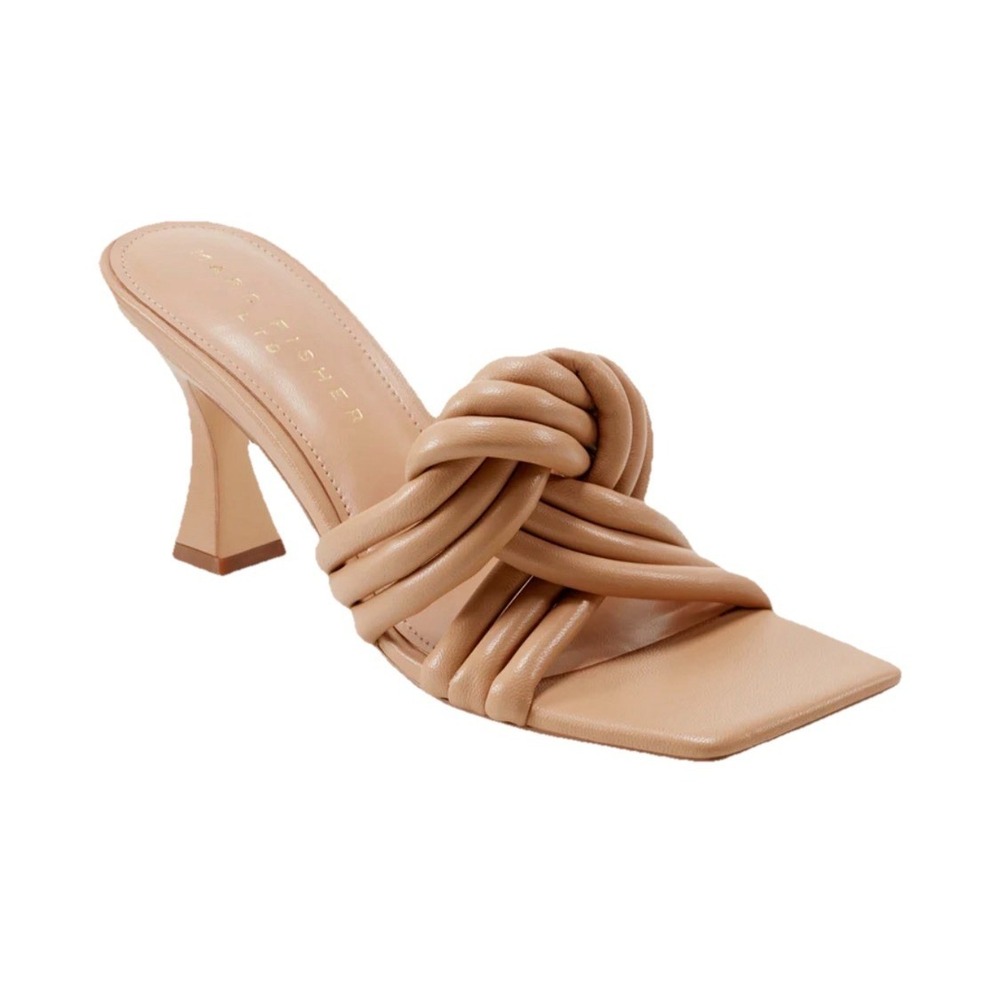 Marc Fisher LTD Women's Dru Slide Sandal Leather Knotted Square Toe Size 8.5M